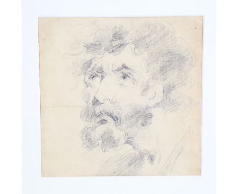 17th/18th century Italian School, portrait study, pencil on watermarked paper, unsigned, 7" x 7", mountedHorizontal crease ac