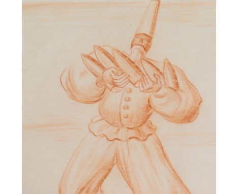Muriel Pemberton (1909 - 1993), sanguine chalk on paper, war themed sketch, signed, 19" x 16.5", unframedA few small nicks in