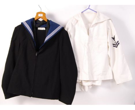 Two contemporary British Royal Navy maritime sailors uniforms to include; Winter Class II uniform Operator Mechanic (Comms) C