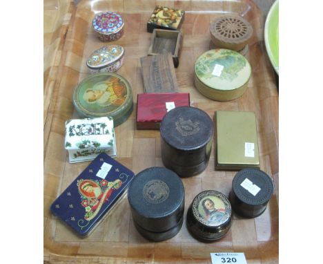 Tray of assorted trinkets and other items to include: various boxes including McVitie and Price biscuit manufacturers; Bakeli