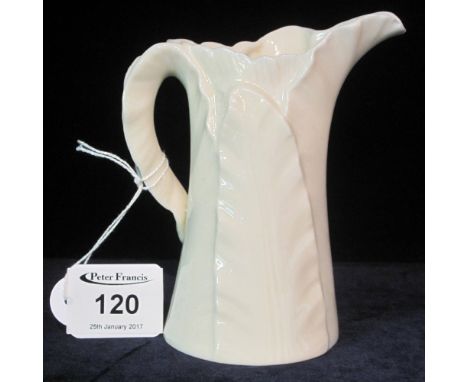 Royal Worcester porcelain leaf shaped cream jug.  Printed mark to base.