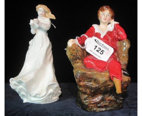 Bone china portrait figure by Roy Johnson, 'The Red Boy' after Sir Thomas Gainsborough, together with a Royal Doulton bone ch