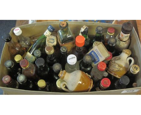 Box of assorted alcoholic miniatures, various, to include gin, whisky etc.