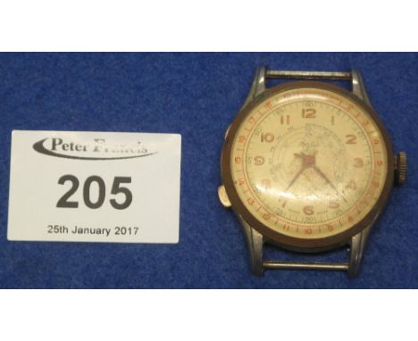 A vintage Basis Sport chronograph type steel gentleman's wristwatch, back marked: 'Swiss Made De-lux Basis Watch' with number