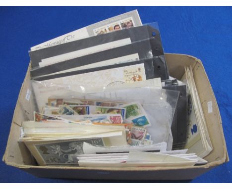 All World selection of stamps in packets and on cards, First Day Covers, Post Office cards etc.