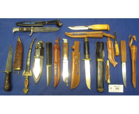 Collection of assorted sheath knives, various, including: German hunting knives; filleting type knives; Finnish filleting kni