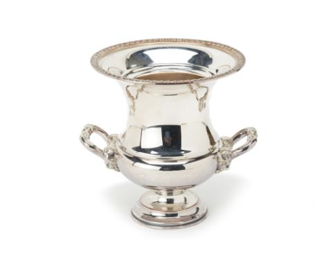 A SILVER PLATED TWIN HANDLED WINE COOLER
By Heckworth, Reproduction Old Sheffield, 
Of 19th Century style, with liner
24cm hi