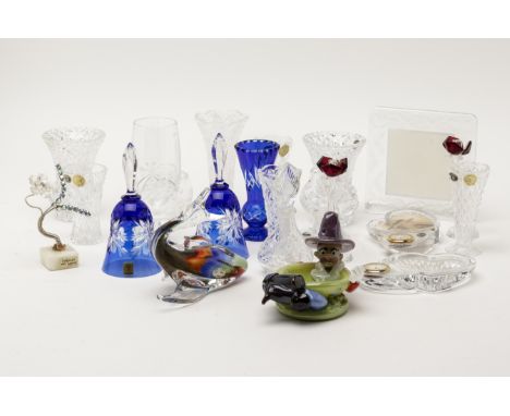 A QUANTITY OF BOHEMIA CRYSTAL AND OTHER ITEMS
Comprising of twenty one items in total; eight vases, one wine glass, two bells