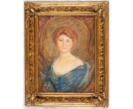 UNBEKANNTER MALER Portrait einer Dame  Pastell auf Papier, unleserlich signiert und datiert 1920  60 x 44.5 cm, Rahmen: 83 x 