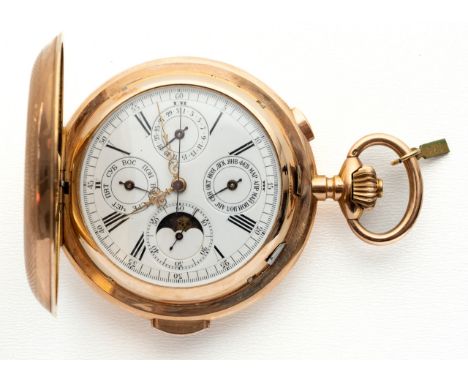 GOLDENE INVICTA SAVONNETTE TASCHENUHR FÜR DEN RUSSISCHEN MARKT Schweiz, Invicta, Viertelrepetition, Chronograph, Kalender und