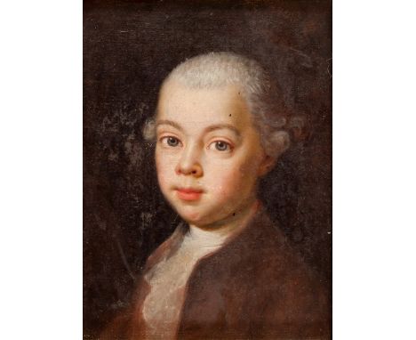 UNBEKANNTER MALER Portrait eines jungen Mannes (Mozart ?)  Öl auf Karton, um 1800  15.5 x 11.5 cm, Rahmen: 20 x 16.5 cm