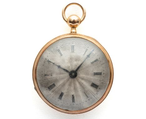 GOLDENE TASCHENUHR AUS DER ZEIT UM 1798 Schweiz, Viertelrepetition, Gehäuse aus Roségold, Nr. 14356, Boden exzentrisch guillo