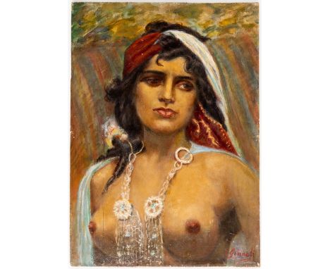 J. GIANOLI Portrait einer südeuropäischen Schönheit  Öl auf Holz, signiert  46.5 x 33 cm