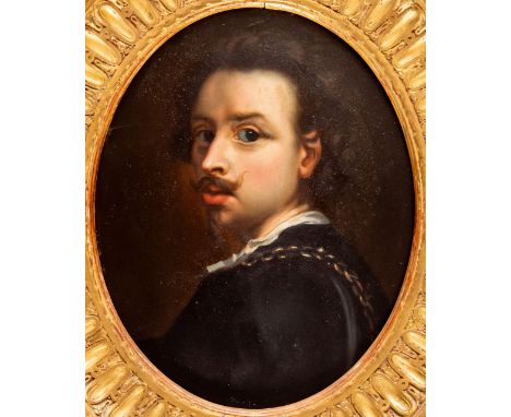 UNBEKANNTER MALER Portrait des Künstlers Anthonius VAN DYCK (1599-1641)   Öl auf Karton, 19. Jh.  21.5 x 17.3 cm, Rahmen: 30 