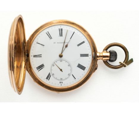 GOLDENE MOSER & CIE. SAVONNETTE TASCHENUHR Schweiz, Hy. Moser & Cie., russischer 56er und 14K Goldstempel, Nr. 86175, Uhr läu