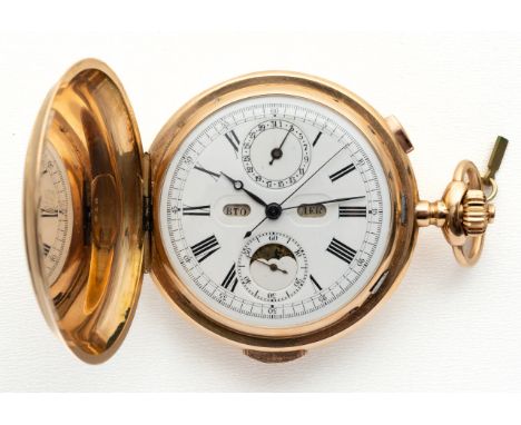 GOLDENE LE PHARE SAVONNETTE TASCHENUHR FÜR DEN RUSSISCHEN MARKT Schweiz, Le Phare, Viertelrepetition, Chronograph, Kalender m