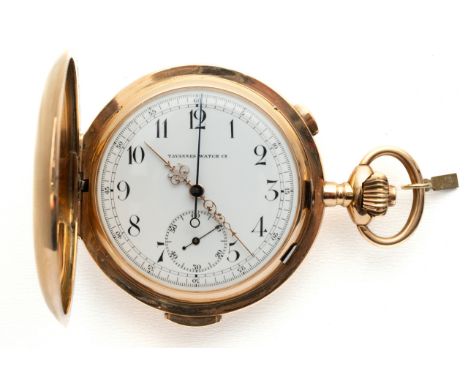 GOLDENE TAVANNES SAVONNETTE TASCHENUHR Schweiz, Tavannes Watch Co., Viertelrepetition auf Glocken, Chronograph, russischer 56