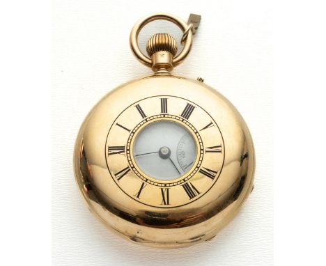 GOLDENE J.W. BENSON SAVONNETTE TASCHENUHR MIT FENSTERCHEN England, J.W. Benson, London, englischer 18K Gold-Stempel, Gehäuse 