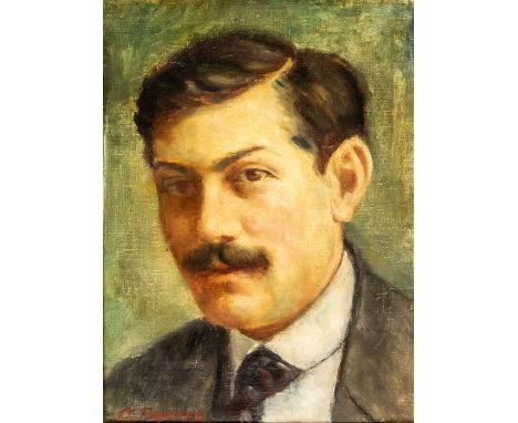 Stevan BODNAROV (1905-1993) Portrait eines Mannes Serbisches Gemälde, Öl auf Leinwand, signiert 30.5 x 23.5 cm, Rahmen: 52 x 