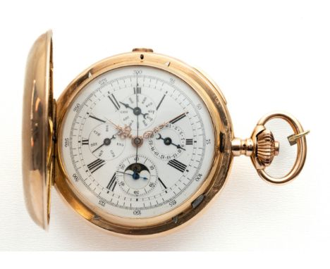 GOLDENE REYEM FRÈRES SAVONNETTE TASCHENUHR FÜR DEN RUSSISCHEN MARKT Schweiz, Reyem Frères Locle, Viertelrepetition auf Glocke