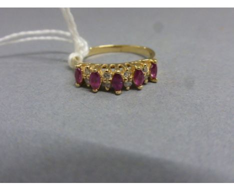 14k Gold ring with ruby & diamonds