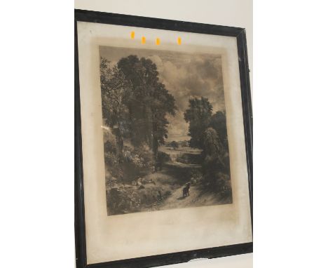 AFTER JOHN CONSTABLE - A FRAMED AND GLAZED ENGRAVING BY DAVID LUCAS DEPICTING A RURAL SCENE