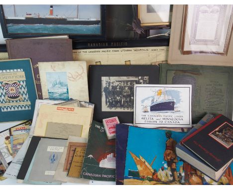 An extensive lot of ephemera for The Allan Shipping Line and The Canadian Pacific Railway advert booklets, passenger lists, p