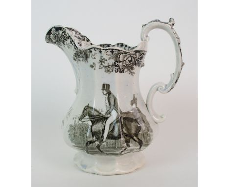 A Victorian porcelain marriage commemorative jug  dated 1850, exterior inscribed "J & E Elder 1850", underside marked "Lament