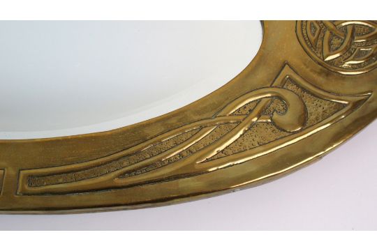 An Arts Crafts Margaret Gilmour Style Brass Mirror Oval Form An Arts Crafts Margaret Gilmour Style