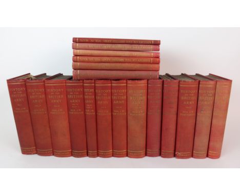 A History of The British Army by the Hon. J W Fortescue in thirteen volumes (volume eight missing) in red hard back cover, fr