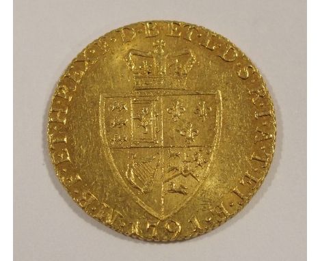 1791 George III gold Spade Guinea almost extremely fine, rare in this condition