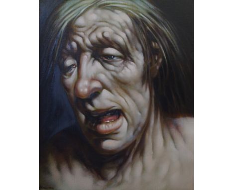 •PETER HOWSON OBE (Scottish b. 1958) LOST SOUL Oil on canvas, signed, 33 x 28cm (13 x 11")