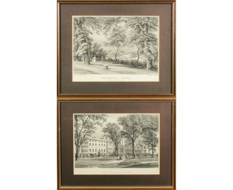 EXETER : A pair of uncoloured lithographs by William Spreat, ' View of the Clarence Hotel at Exeter.' and ' Northernhay, Exet