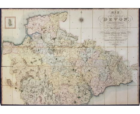 GREENWOOD,  C & J - Map of the County of Devon, from an actual survey made in the years 1825 & 1826:, large scale linen backe