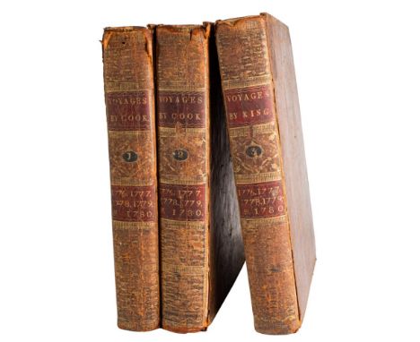 COOK, Capt. James - Voyage to the Pacific Ocean.... Discoveries in the Northern Hemisphere : 3 vols,cont. full calf, cracked 