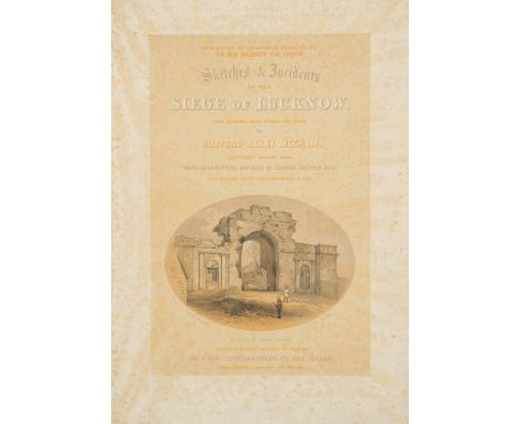 SIEGE OF LUCKNOW : 15 tinted lithograph prints on 12 sheets by Clifford Henry Mecham, single sheets size 360 x 240mm, in good