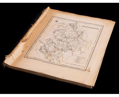 LEWIS, S - A Topographical Dictionary : 48 maps with original outline hand colouring, DISBOUND, 4to, maps drawn by R. Creight