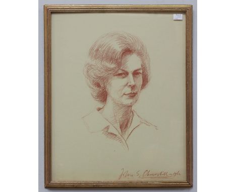 John George Spencer Churchill (1909-1992), head and shoulders portrait of Sarah Churchill, signed and dated  1962, coloured c