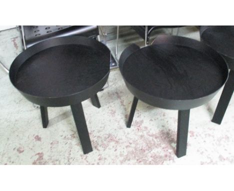 THE AROUND LOW TABLES, by Thomas Bentzen for Muuto, a set of three, in black ash finish on tripod supports, 45cm diam. x 45cm
