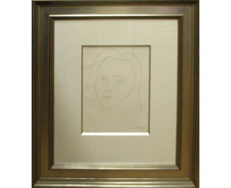 HENRI MATISSE 'Portrait of Angéle Lamotte', original lithographon wove paper with Marais watermark, 1945, edition 19/950, wit