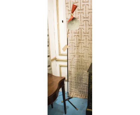 READING LAMP, with red shade, Italian mid 20th century, approx. 140cm H.