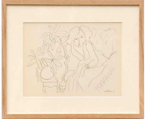 HENRI MATISSE 'Woman in Bergère with plant E12' and 'Woman on sofa D10', a pair of collotypes, 1943, limtied edition 950, jus