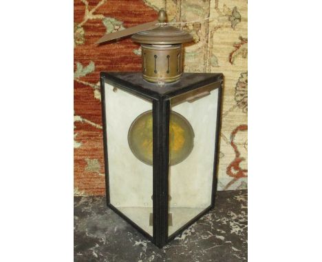 WALL LANTERN, triangular with acorn detail to top, 50cm H x 27cm W x 17cm D.