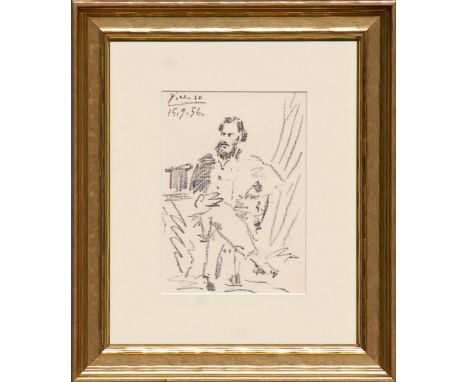 PABLO PICASSO 'Portrait of Tolstoy', original lithograph, edition: 3000, ref: Andre Sauret, 21cm x 15cm, framed and glazed.