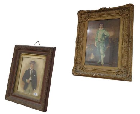 A late 19th/early 20th Century portrait of an Eton schoolboy in decorative frame, 36cm x 29cm together with a print of The Bl