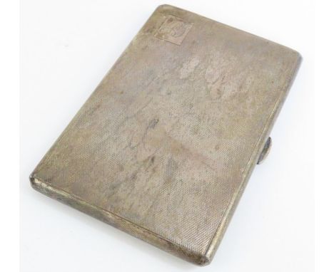 A silver cigarette case, by Frederick Field Ltd, Birmingham, 1959, of rectangular form with engine turned decoration (5.6oz)