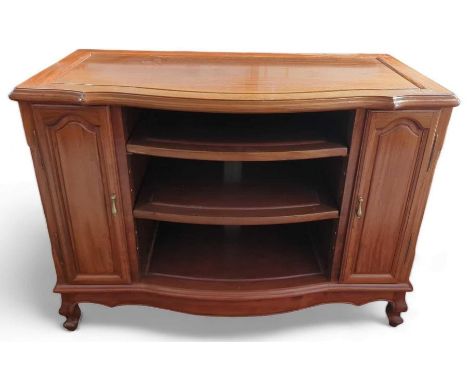 A contemporary Chinese hardwood entertainment console, with two cupboards and shelves, 101cm, 55.5cm, 71.5cm