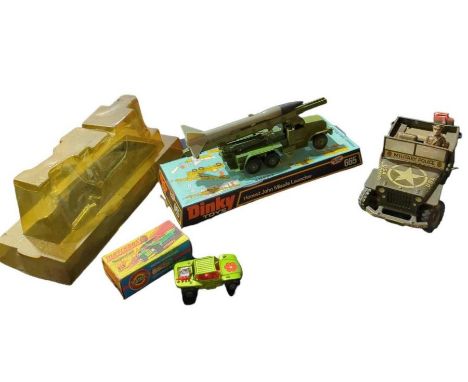 DINKY - 665 Honest John Missile Launcher in display pack; Matchbox Superfast Baja Buggy, boxed and an Arnold US Army Jeep wit