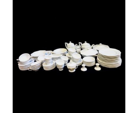 A ROSENTHAL 'WHITE MARIA' PATTERN PART TEA, COFFEE AND DINNER SERVICE, 20TH CENTURY each rim embossed in a floral pattern, co