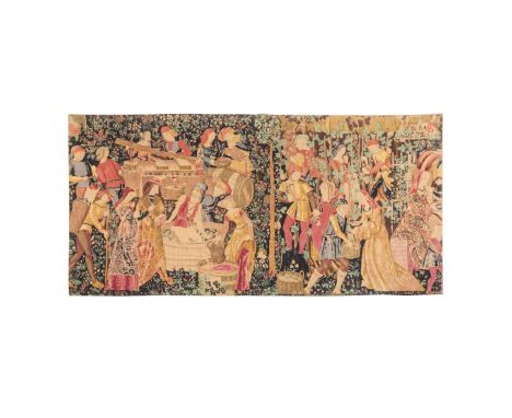 A CLUNY MUSEUM REPRODUCTION TAPESTRY "LES VENDAGES", AFTER THE ORIGINAL, 16TH CENTURY linen, cotton and pigments, depicting a